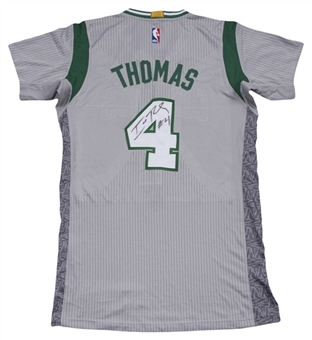 2015 Isaiah Thomas Game Used & Signed Boston Celtics Parquet Pride Alternate Jersey (Player LOA & JSA)
